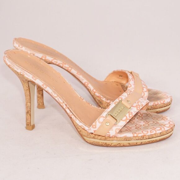 BCBGirls Heeled Slip On Sandals w Pink Logo Strap - Picture 8 of 9